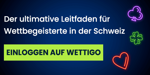 Wettigo Schweiz Banner mit Login Hinweis und leuchtenden Symbolen